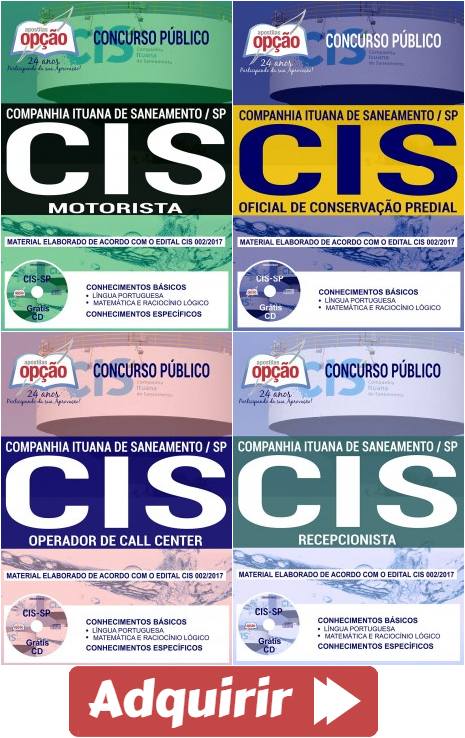 Apostilas Concurso CIS SP 2017 2018 Comum Vários Empregos