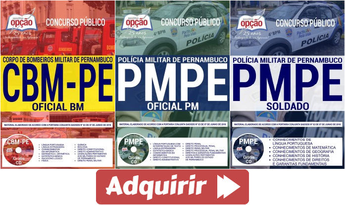 Apostilas De Estudo Concursos PM PE E CBM PE 2018 Cargos