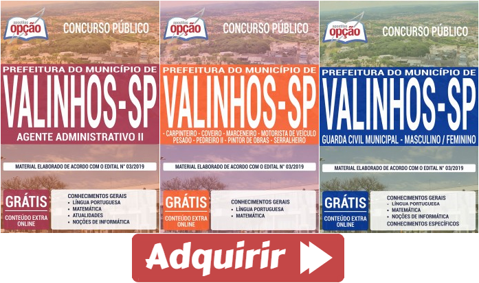 Estude As Apostilas Do Concurso Da Prefeitura De Valinhos Sp