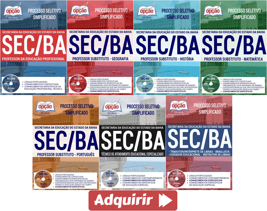 Apostilas de Estudo Processo Seletivo Secretaria de Estado da Educação do Estado da Bahia – SEC/BA – 2017, cargos: Comum a todos os Empregos