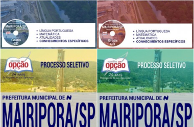 Apostilas Processo Seletivo Mairiporã / SP – 2017, cargos: Auxiliar de Desenvolvimento Infantil, Inspetor de Alunos e Professor de Educação Básica I