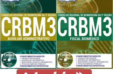 Apostilas Concurso CRBM 3ª Região – 2017, Auxiliar Administrativo e Fiscal Biomédico