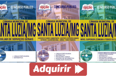 Apostilas de Estudo Concurso Câmara de Santa Luzia / MG – 2017, cargos: Diversos Empregos
