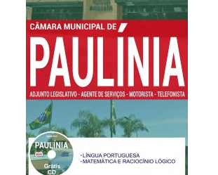 Apostila Concurso Câmara de Paulínia / SP – 2017, cargos: Adjunto Legislativo, Agente de Serviços, Motorista e Telefonista