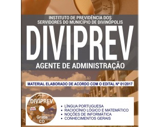 Apostila de Estudo Concurso Público DIVIPREV / MG – 2018, emprego: Agente de Administração