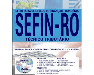 Apostila Concurso Público SEFIN / RO – 2017/2018, Técnico Tributário