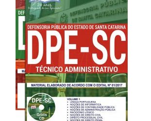 Material de Estudo Concurso Público DPE / SC – 2017/2018, função: Técnico Administrativo