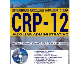 Material de Estudo Concurso Público CRP 12ª Região / SC – 2017/2018, função: Auxiliar Administrativo