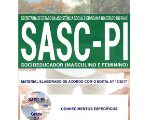 Apostila Processo Seletivo SASC / PI – 2017/2018, Socioeducador Masculino e Feminino