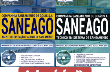 Apostilas de Estudo Concurso SANEAGO – 2018, cargos: Agente de Operação, Agente de Saneamento e Técnico em Sistema de Saneamento