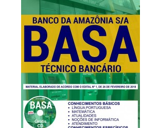 Apostila Concurso Público BASA – 2018, Técnico Bancário