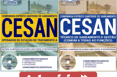 Apostilas Operador de Estação de Tratamento A e Técnico de Saneamento e Gestão do Concurso Público da CESAN – 2018