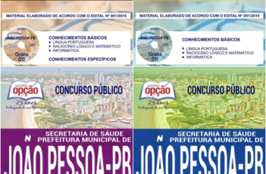 Apostilas Concurso Público na área da Saúde da Prefeitura de João Pessoa / PA – 2018, Vários Cargos