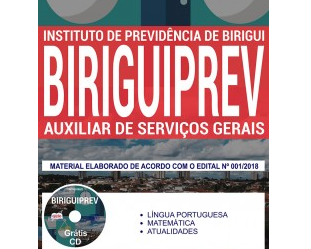 Apostila Auxiliar de Serviços Gerais do Concurso Público do BIRGUIPREV / SP – 2018