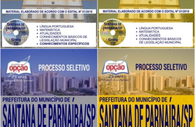 Apostilas Processo Seletivo Município de Santana de Parnaíba / SP – 2018, empregos: Vários Cargos