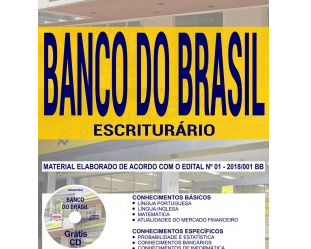 Material de Estudo Concurso Público Banco do Brasil / BB – 2018, função: Escriturário