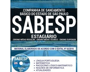 Material de Estudo Concurso Público Estágio SABESP – 2018, função: Estagiários de Níveis Médio, Técnico e Superior