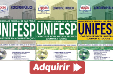 Apostilas Opção Concurso Público UNIFESP – 2018, Assistente em Administração e Comum Demais Empregos