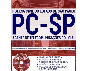 Apostila Opção Concurso Público PC / SP – 2018, Agente de Telecomunicações Policial