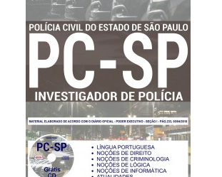 Apostila Opção Concurso Público Polícia Civil do Estado de São Paulo – PC / SP – 2018, Investigador de Polícia