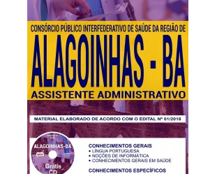 Apostila Processo Seletivo Público Consórcio de Saúde da Região de Alagoinhas / BA – 2018, Assistente Administrativo