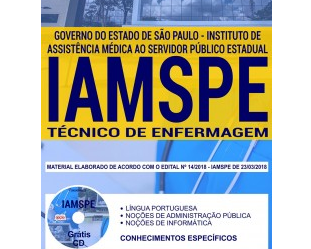 Apostila Técnico de Enfermagem do Concurso Público do IAMSPE / SP – 2018