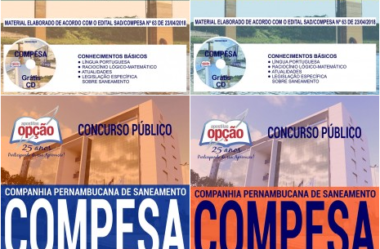 Apostilas Concurso Público COMPESA – 2018, Analista de Saneamento, Analista de Gestão e Assistente de Saneamento e Gestão