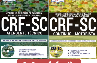 Apostilas Opção Concurso Público CRF / SC – 2018, Contínuo, Motorista e Atendente Técnico