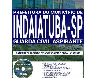 Apostila Impressa e Digital Guarda Civil Aspirante do Concurso Público da Prefeitura de Indaiatuba / SP – 2018