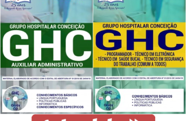 Apostilas de Preparação Concurso Grupo Hospitalar Conceição – GHC / RS – 2018, Auxiliar Administrativo e Demais Empregos