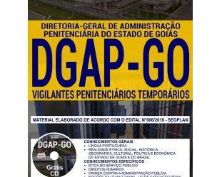 Apostila Processo Seletivo DGAP/GO – 2018, Vigilante Penitenciário Temporário – VPT