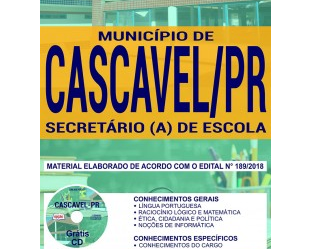 Apostila de Estudo Concurso Público Município de Cascavel / PR – 2018, cargo: Secretário(a) de Escola