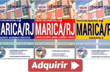 Apostilas Concurso Prefeitura de Maricá / RJ – 2018, cargos: Docente II, Agente Administrativo e Empregos de Nível Médio