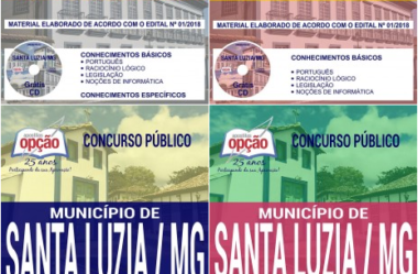 Apostilas Concurso Público Prefeitura de Santa Luzia / MG – 2018, Comum Vários Cargos