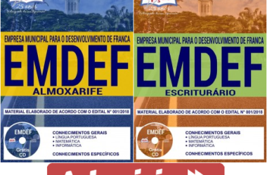 Apostilas de Estudo Concurso EMDEF / SP – 2018, cargos: Almoxarife e Escriturário