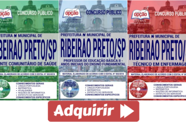 Apostilas Opção Concurso Público Prefeitura Ribeirão Preto/SP – 2018, Técnico em Enfermagem, Professor e Agente Comunitário Saúde