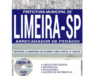 Apostila Impressa e Digital Arrecadador de Pedágio do Concurso Público da Prefeitura de Limeira / SP – 2018
