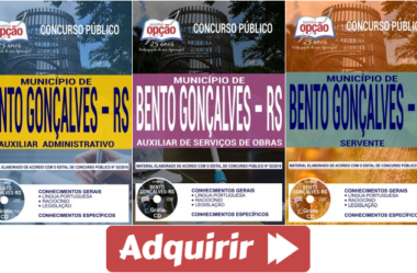 E-books e Apostilas Concurso Prefeitura de Bento Gonçalves / RS – 2018, funções: Comum Vários Empregos