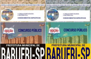 Apostilas de Preparação Concurso Prefeitura de Barueri/SP – 2018, Agente de Patrimônio, Auxiliar de Classe, Motorista e Merendeira