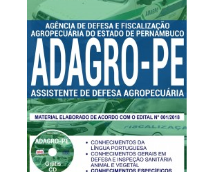 E-book e Apostila Concurso Público ADAGRO / PE – 2018/2019, função: Assistente de Defesa Agropecuária