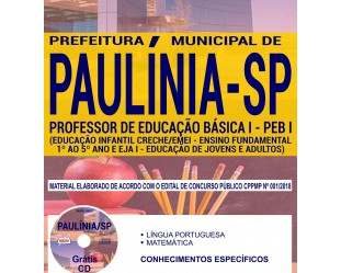 Apostila Concurso Público Prefeitura de Paulínia / SP – 2018, Professor de Educação Básica I – PEB I