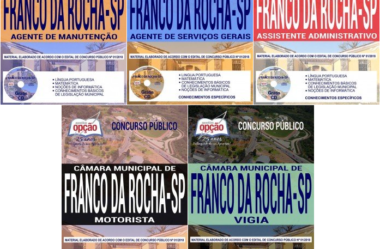 Apostilas 2018 do Concurso da Câmara de Franco da Rocha / SP, nas funções de: Comum Vários Cargos