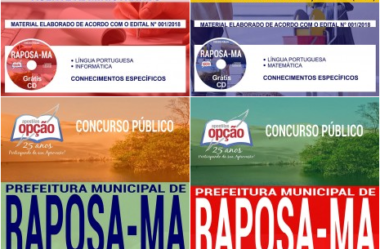 Apostilas de Estudo Concurso Prefeitura de Raposa / MA – 2018, cargos: Diversos Empregos