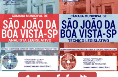 Opção Apostilas Concurso Câmara de São João da Boa Vista / SP – 2018, cargos: Técnico Legislativo e Analista Legislativo