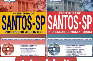 Apostilas Concurso Prefeitura de Santos / SP – 2018, empregos: Professor Adjunto I e Professor Adjunto II
