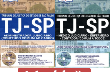 Apostilas 2018/2019 do Concurso do TJ / SP, nas funções de: Médico, Enfermeiro, Contador e Administrador