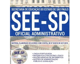 Material de Estudo Concurso Público SEE / SP – 2018 / 2019, função: Oficial Administrativo