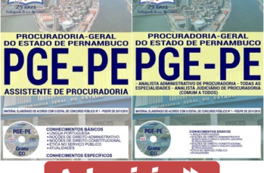 Apostilas Concurso Público PGE / PE – 2018/2019, Assistente de Procuradoria e Cargos de Nível Superior