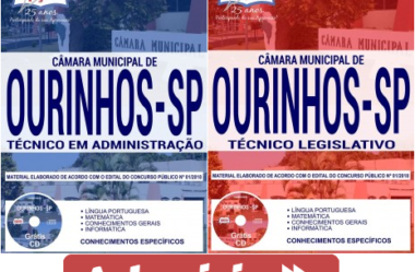 E-books e Apostilas Concurso Câmara de Ourinhos / SP – 2018/2019, funções: Técnico em Administração e Técnico Legislativo