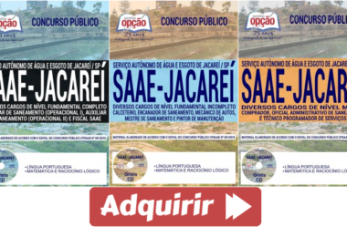 Opção Apostilas Concurso SAAE de Jacareí / SP – 2018/2019, cargos: Comum Diversos Empregos